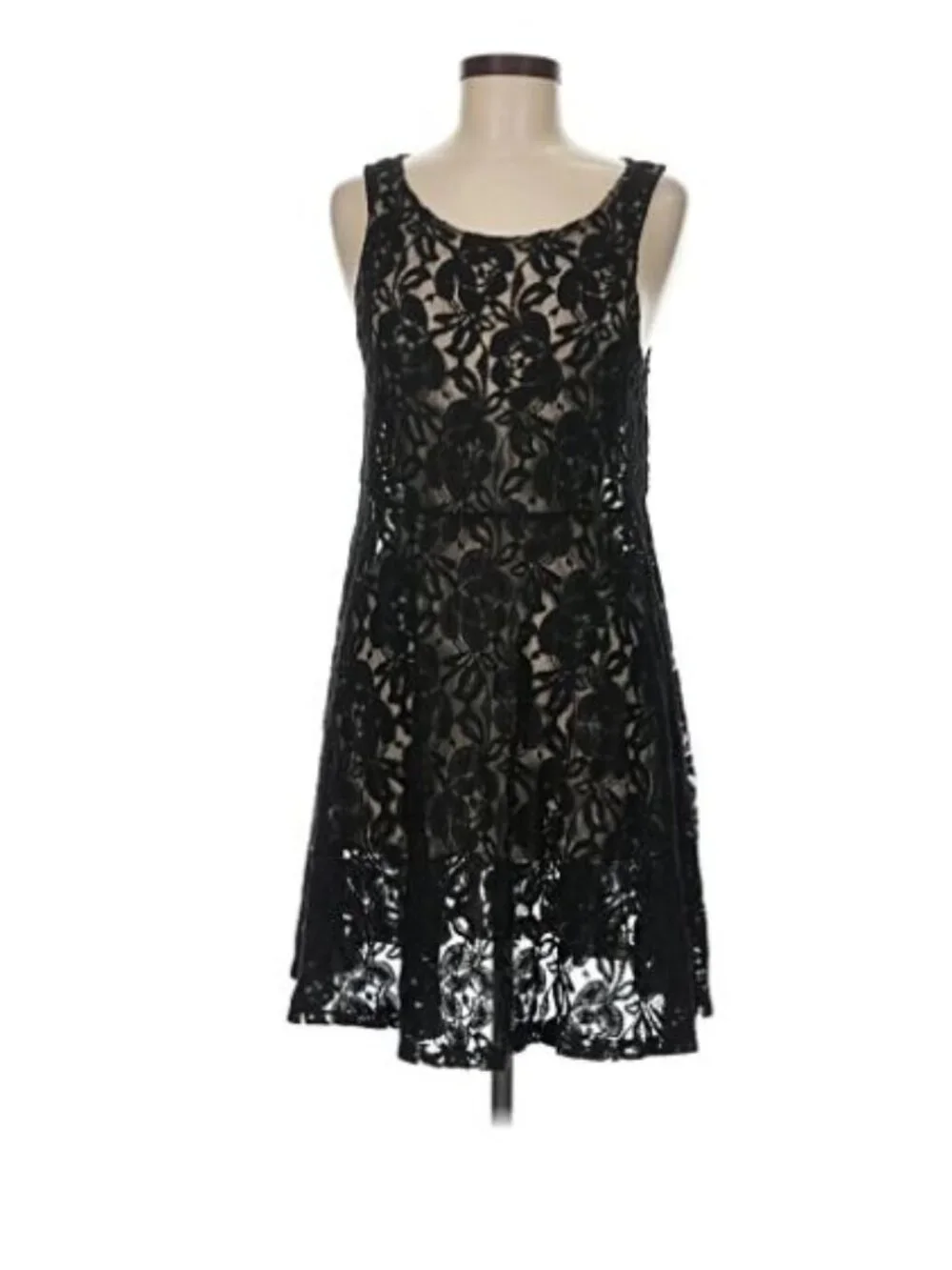 Vintage Y2K Free People Lace Mini Dress Black Floral Whimsigoth Dark Fairy Sheer